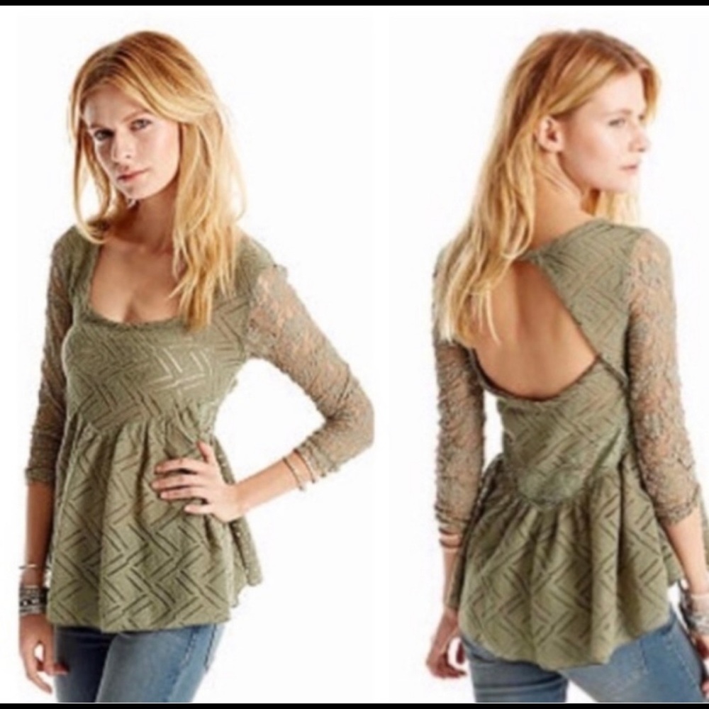 COPY - FREE PEOPLE Gracie Floral Lace Mesh Peplum…